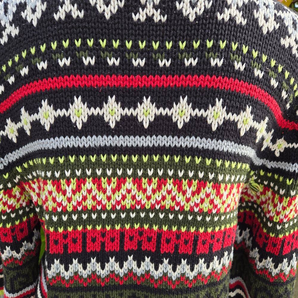 Field Gear Olive Green Multicolor Fair Isle Button Front Cardigan size Medium - Picture 5 of 13
